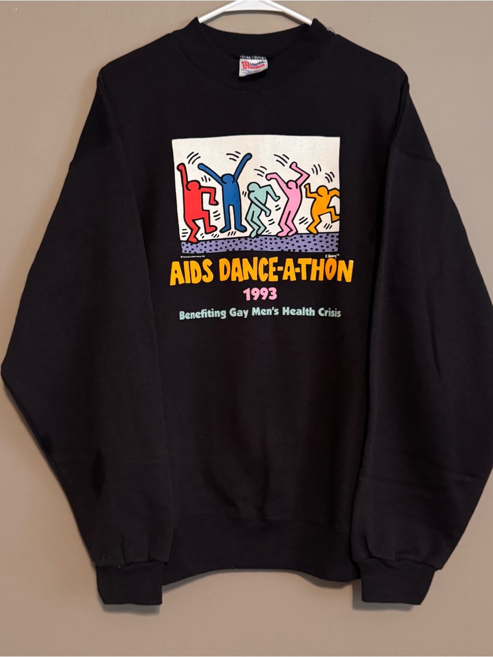 Vintage 1993 Keith Haring Aids Dance A Thon Vibrant Crewneck Sweatshirt Men’s XL